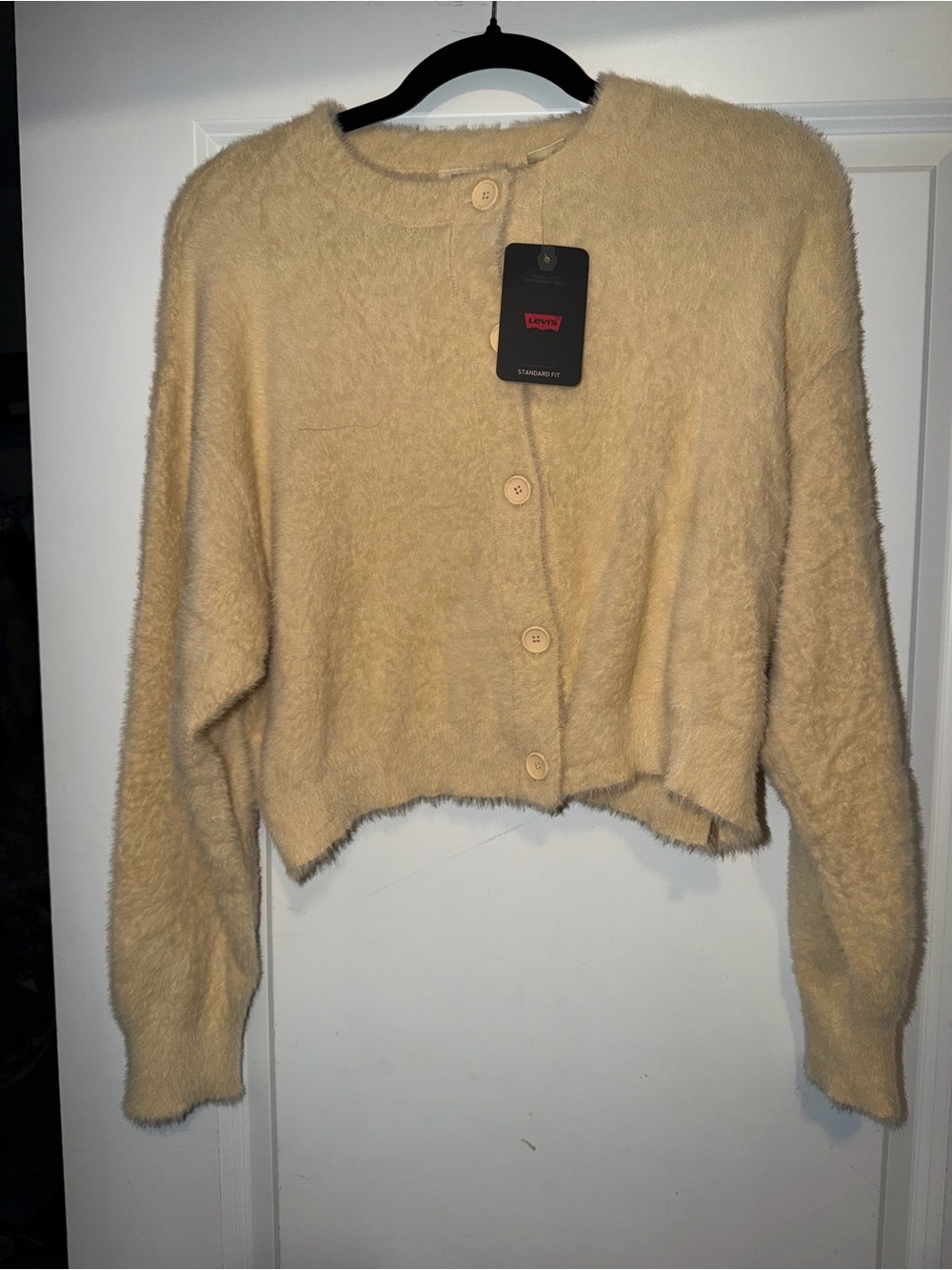 Levi's Light Cream Fuzzy Knit Cardigan